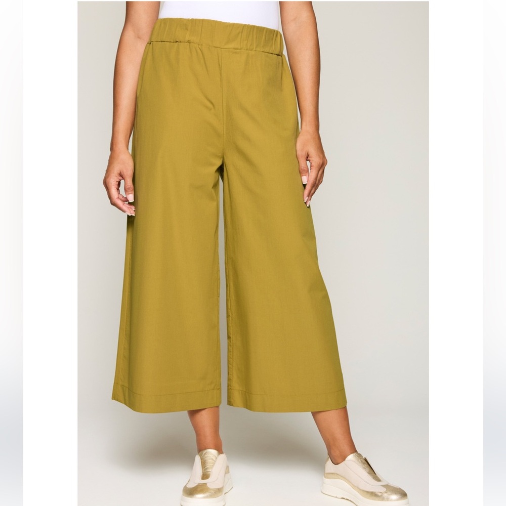 Beaumont Organic Evora High-waisted Olive Wide-Leg Crop Pants